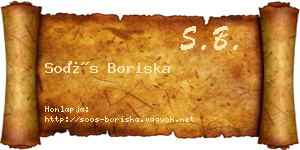 Soós Boriska névjegykártya